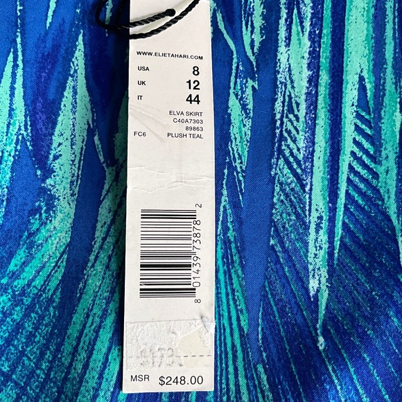 NWT Elie Tahari Vibrant Pickleball Mini Skirt Athletic Golf Travel Blue Green 8 - Picture 7 of 9